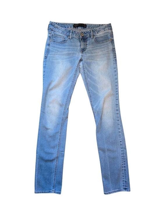 Express Denim - Express Skinny Stella Low Rise Light Wash Straight Leg Jeans